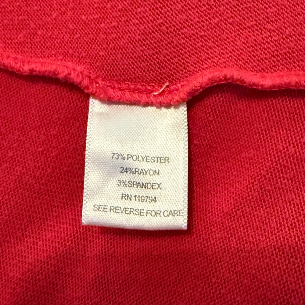 Energe World Wear Womens XL Red Black Scroll Print Open Front Cardigan High Low - Picture 7 of 9